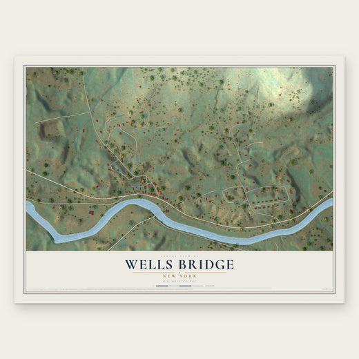 Wells Bridge, New York map print, the full design