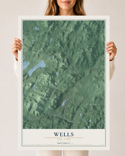 Wells, New York map print, 24" x 36" Archival Matte Print mockup