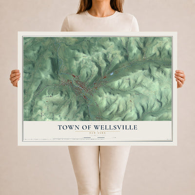 Wellsville, New York map print, 24" x 36" Archival Matte Print mockup