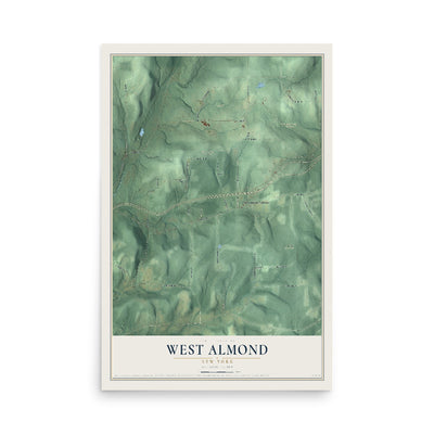 West Almond, New York map print, 12" x 18" Archival Matte Print mockup