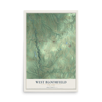 West Bloomfield, New York map print, 12" x 18" Archival Matte Print mockup