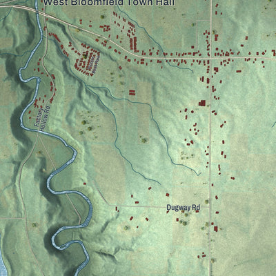 Close-up 1 of the West Bloomfield, New York map artwork