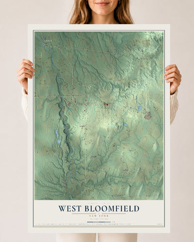 West Bloomfield, New York map print, 24" x 36" Archival Matte Print mockup