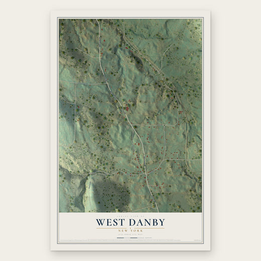 West Danby, New York map print, the full design