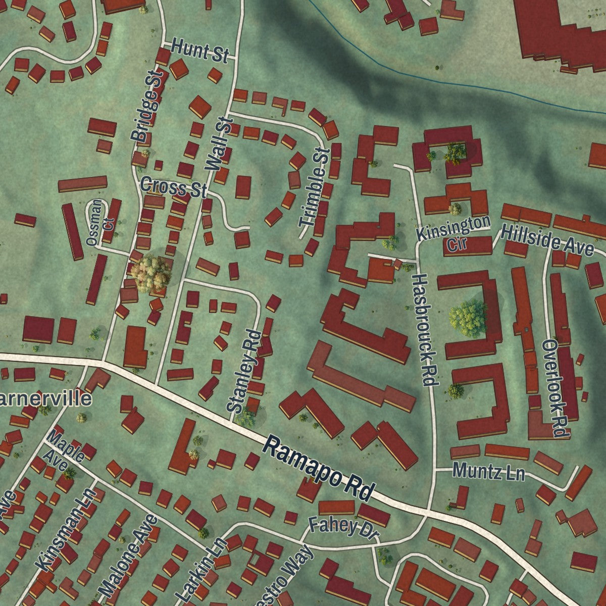 Close-up 2 of the West Haverstraw, New York map artwork