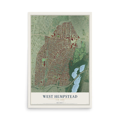 West Hempstead, New York map print, 12" x 18" Archival Matte Print mockup