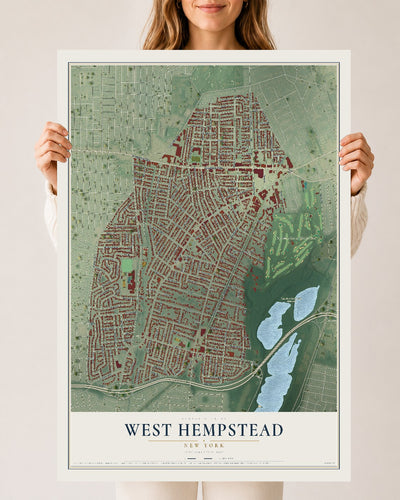 West Hempstead, New York map print, 24" x 36" Archival Matte Print mockup