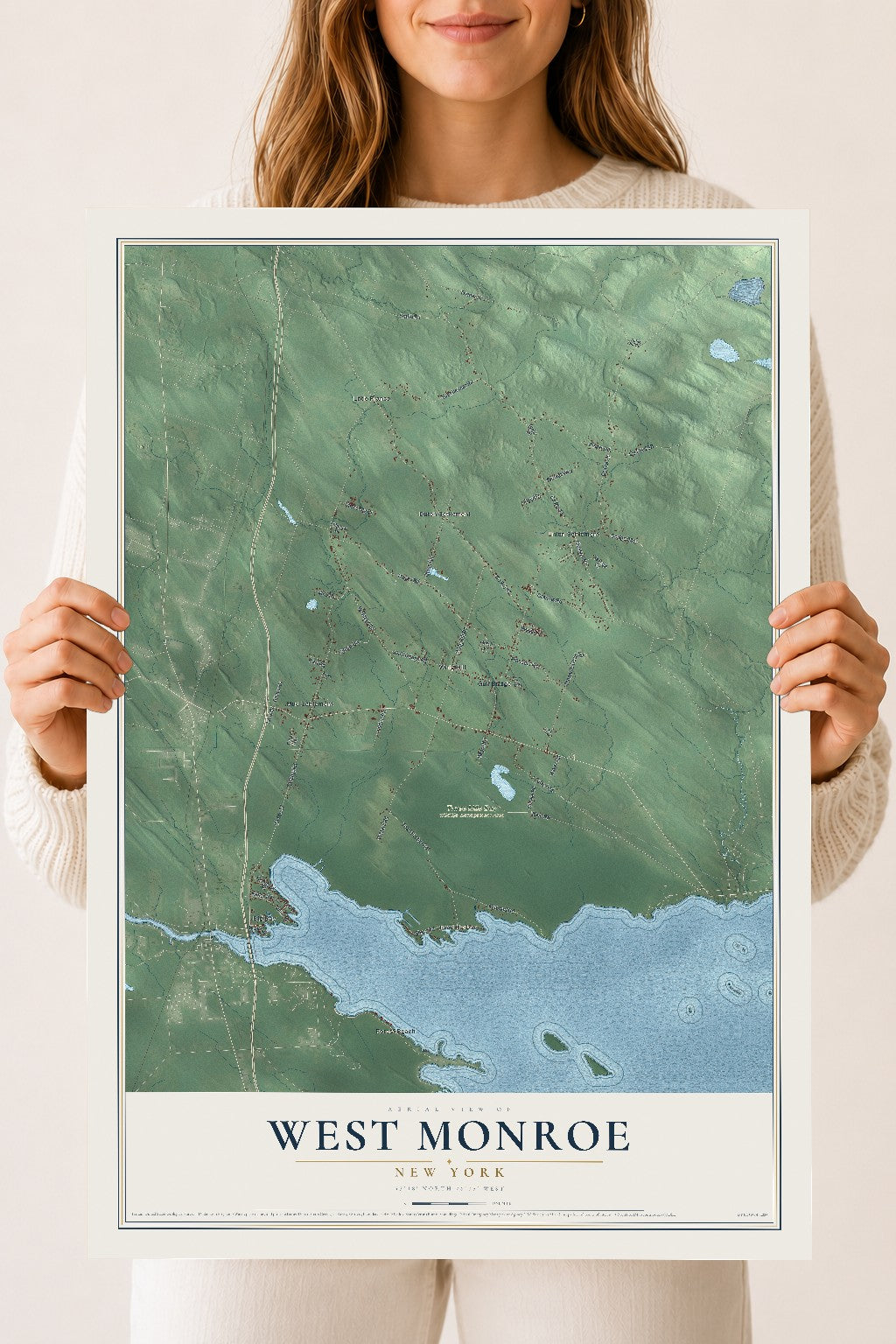 West Monroe, New York map print, 18" x 24" Archival Matte Print mockup