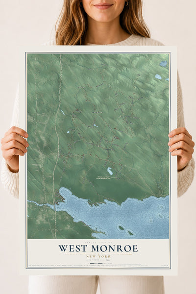 West Monroe, New York map print, 18" x 24" Archival Matte Print mockup