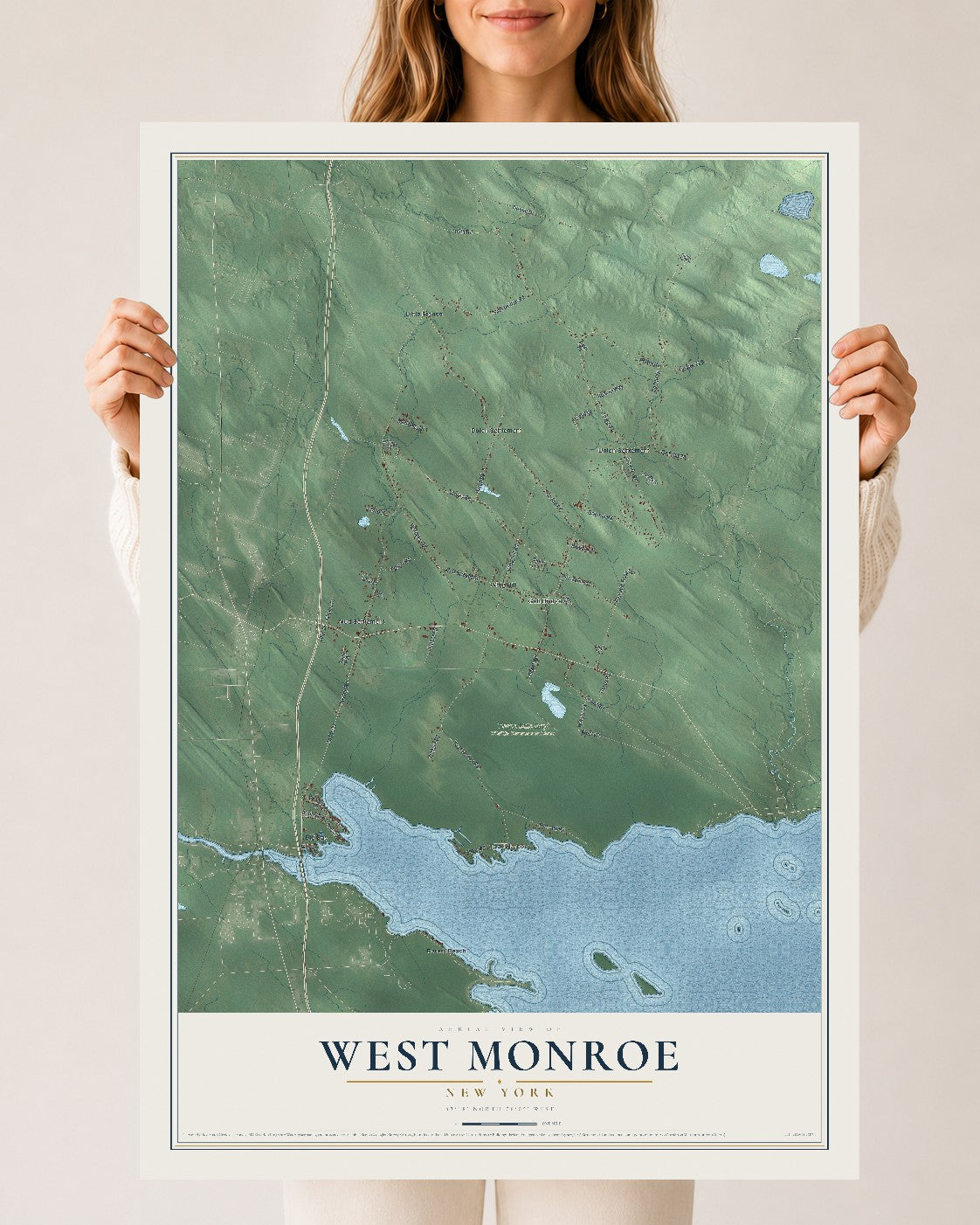 West Monroe, New York map print, 24" x 36" Archival Matte Print mockup