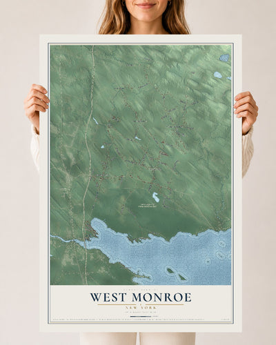 West Monroe, New York map print, 24" x 36" Archival Matte Print mockup