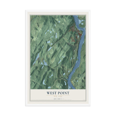 West Point, New York map print, 12" x 18" W/ White Ayous Wood Frame mockup
