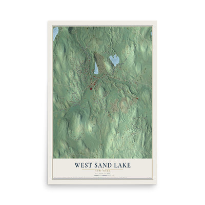 West Sand Lake, New York map print, 12" x 18" Archival Matte Print mockup