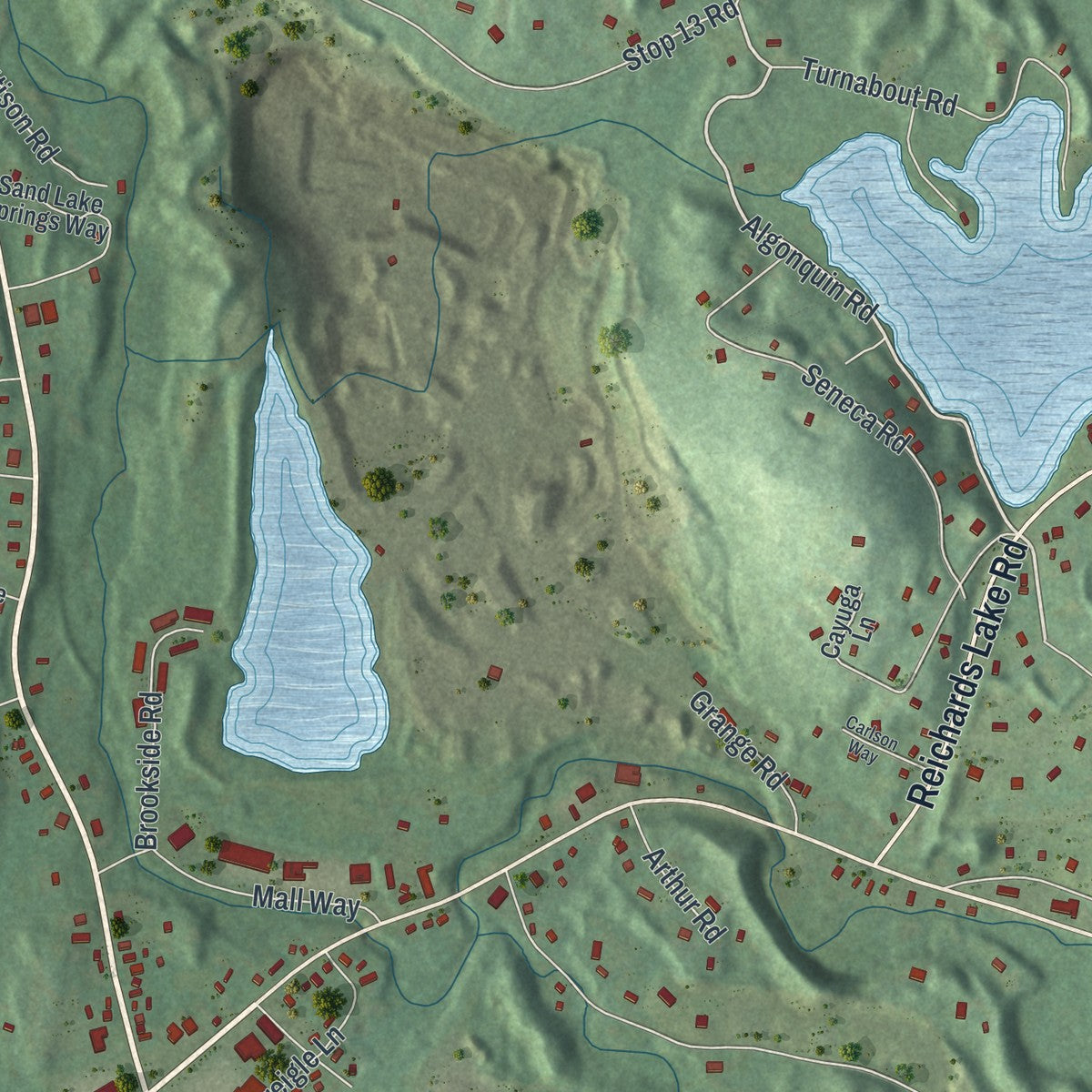 Close-up 1 of the West Sand Lake, New York map artwork