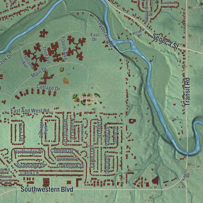 Close-up 2 of the West Seneca, New York map artwork