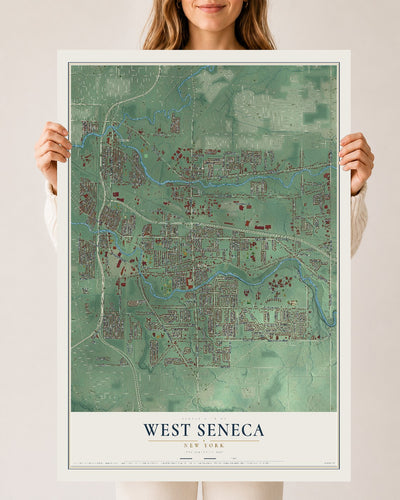 West Seneca, New York map print, 24" x 36" Archival Matte Print mockup