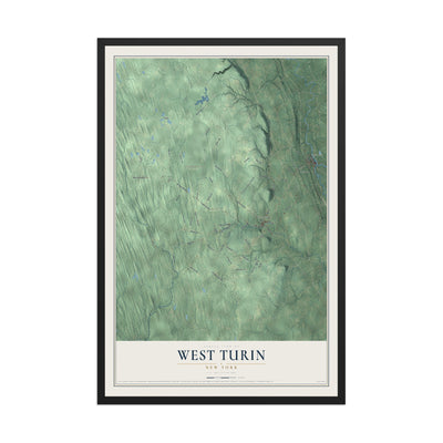 West Turin, New York map print, 12" x 18" W/ Black Ayous Wood Frame mockup