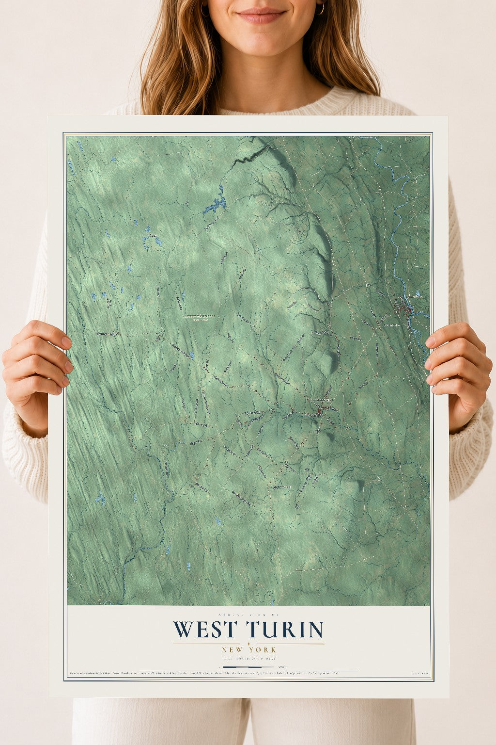 West Turin, New York map print, 18" x 24" Archival Matte Print mockup