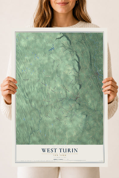 West Turin, New York map print, 18" x 24" Archival Matte Print mockup