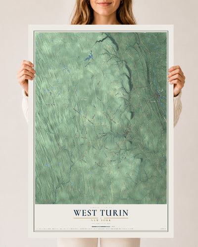 West Turin, New York map print, 24" x 36" Archival Matte Print mockup