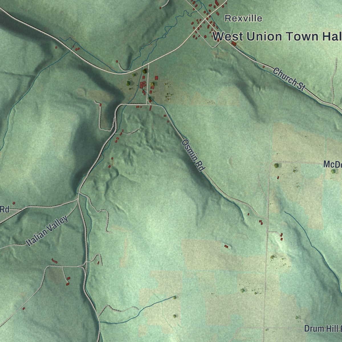 Close-up 1 of the West Union, New York map artwork