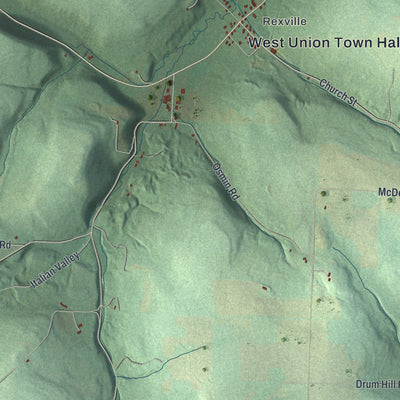Close-up 1 of the West Union, New York map artwork
