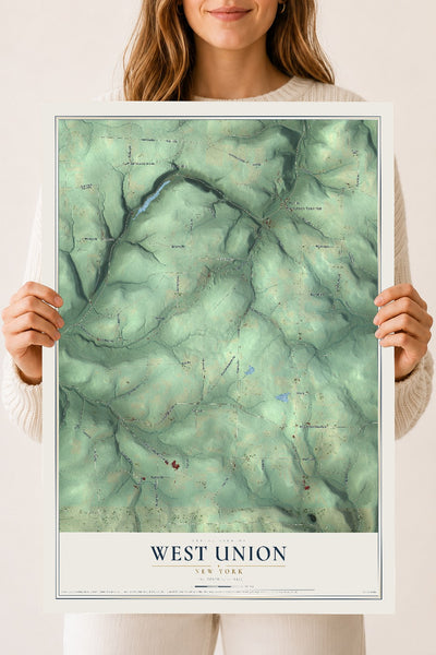 West Union, New York map print, 18" x 24" Archival Matte Print mockup