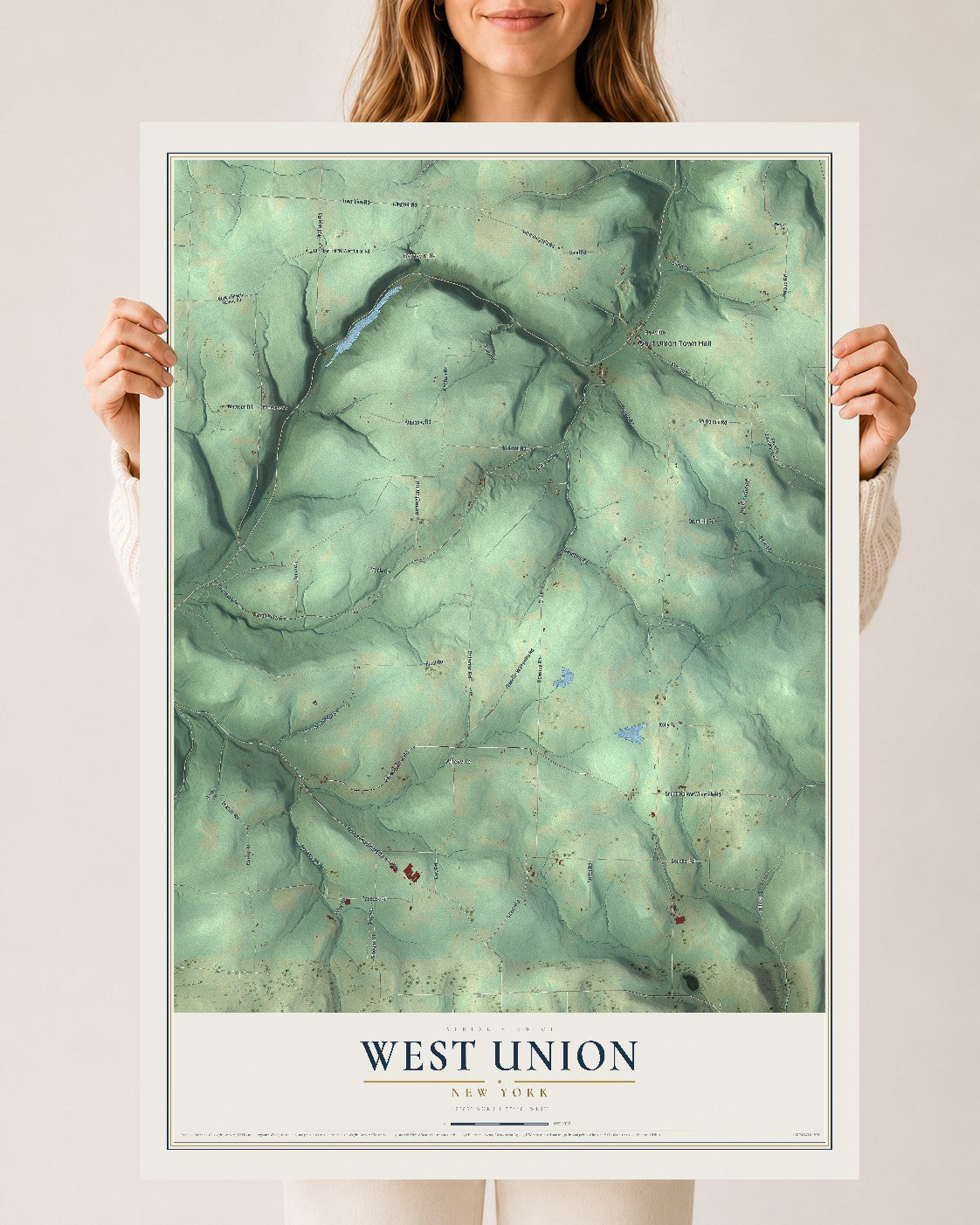 West Union, New York map print, 24" x 36" Archival Matte Print mockup