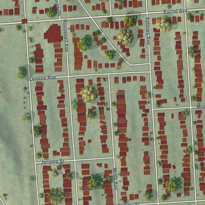 Close-up of the map of Westcott, New York print showing street and building detail