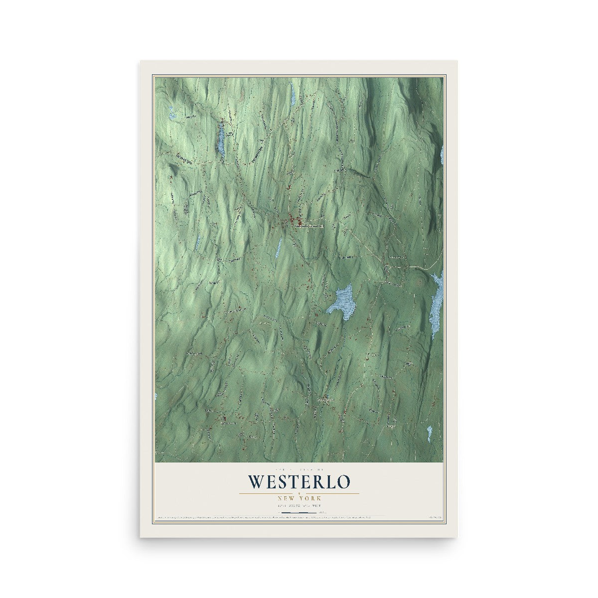 Westerlo, New York map print, 12" x 18" Archival Matte Print mockup