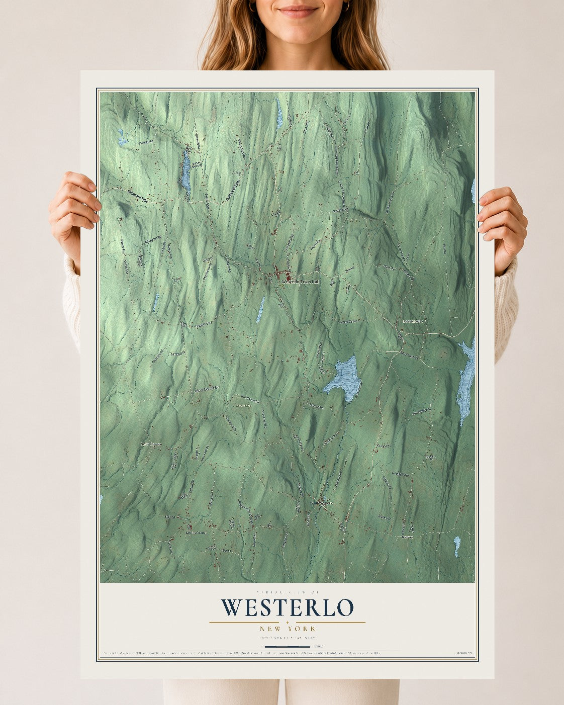 Westerlo, New York map print, 24" x 36" Archival Matte Print mockup