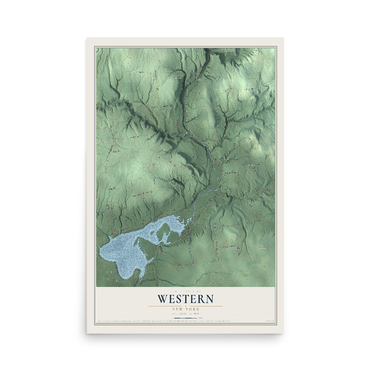 Western, New York map print, 12" x 18" Archival Matte Print mockup