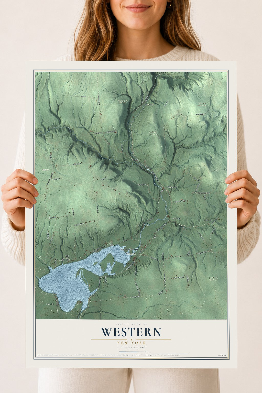 Western, New York map print, 18" x 24" Archival Matte Print mockup