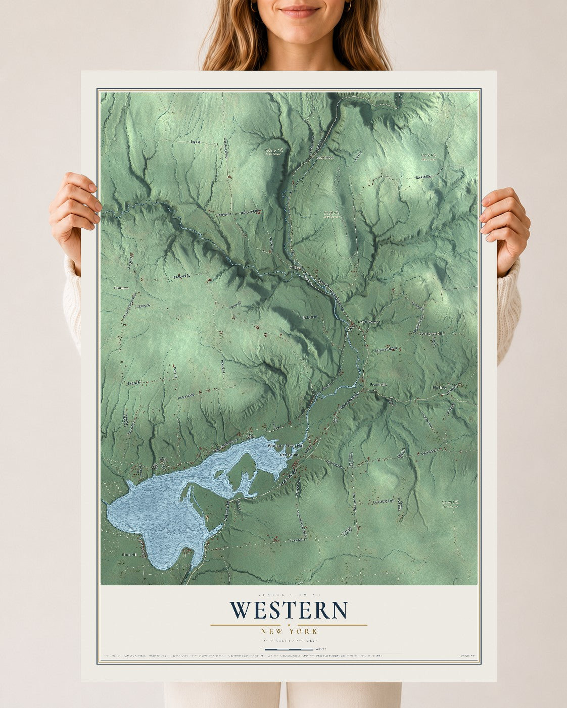 Western, New York map print, 24" x 36" Archival Matte Print mockup