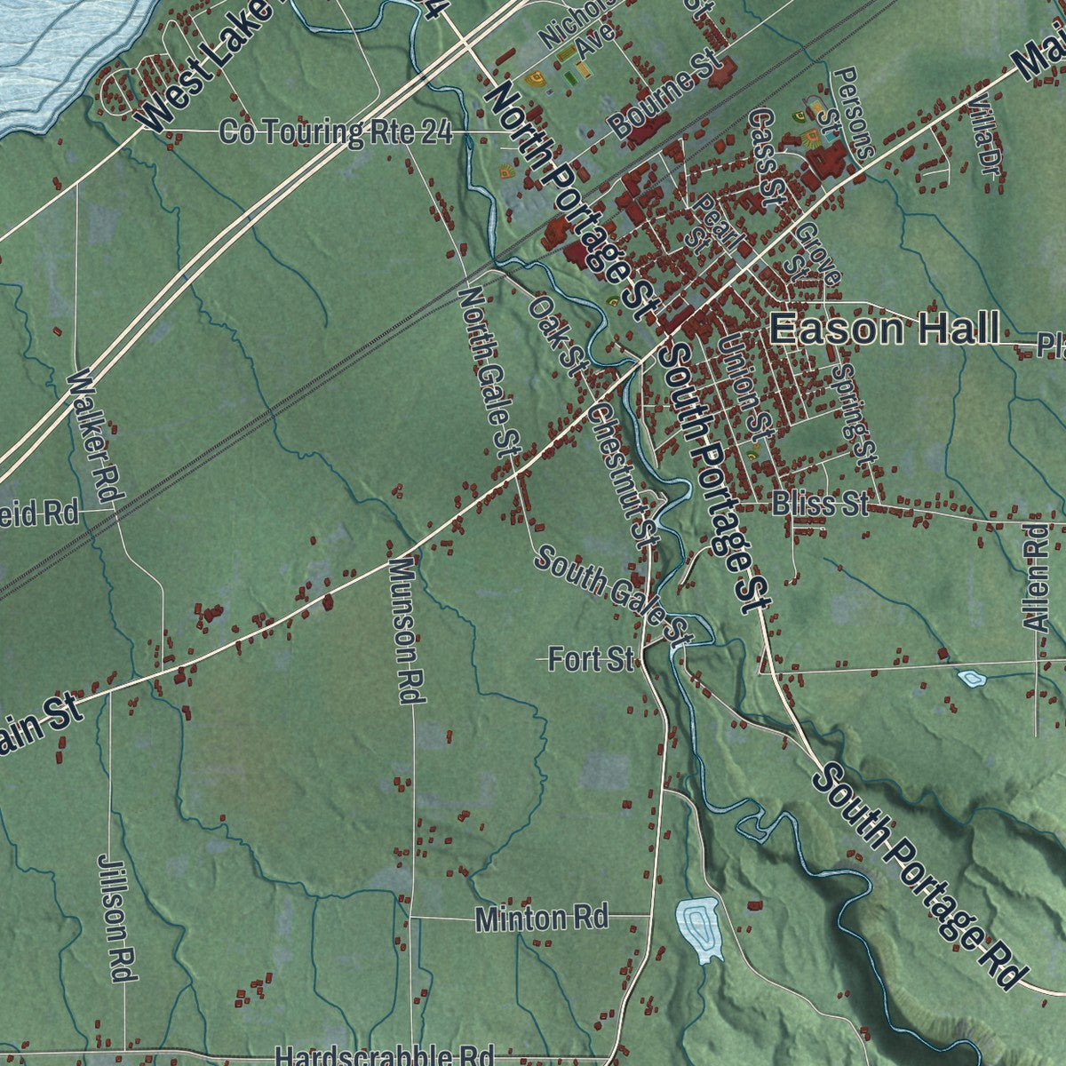 Close-up 1 of the Westfield, New York map artwork
