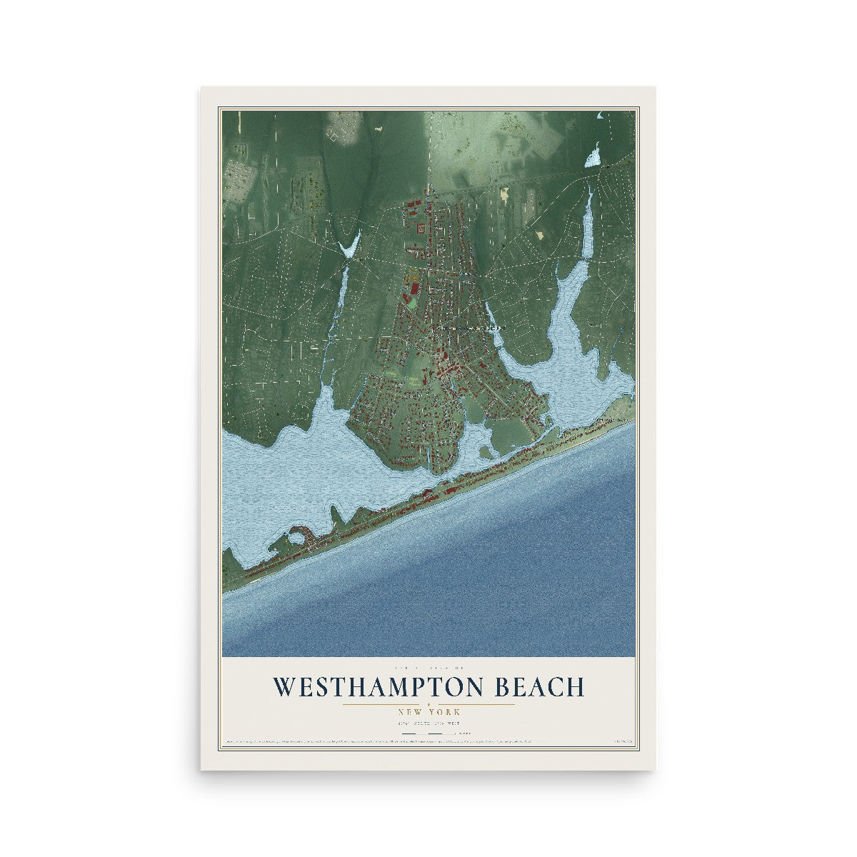 Westhampton Beach, New York map print, 12" x 18" Archival Matte Print mockup