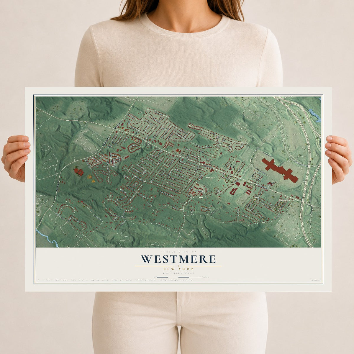Westmere, New York map print, 12" x 18" Archival Matte Print mockup