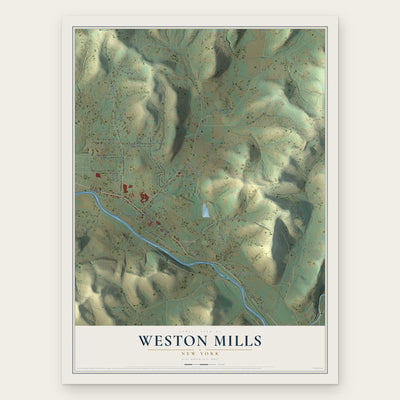 Weston Mills, New York map print, the full design