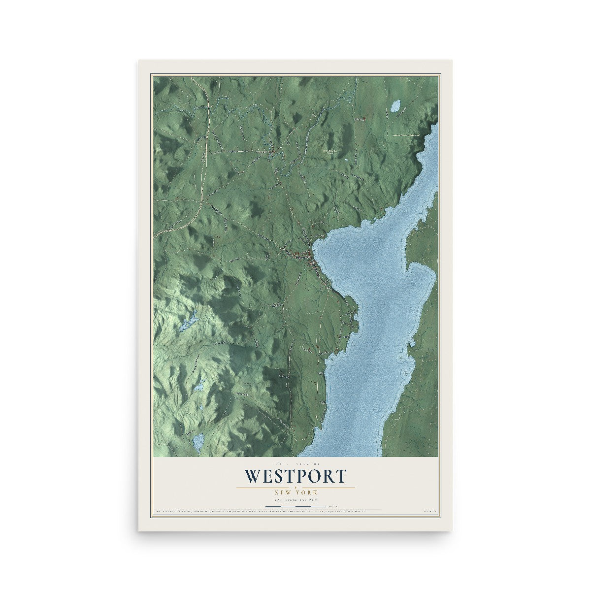 Map of Westport, New York, 12 x 18 inch unframed archival matte print