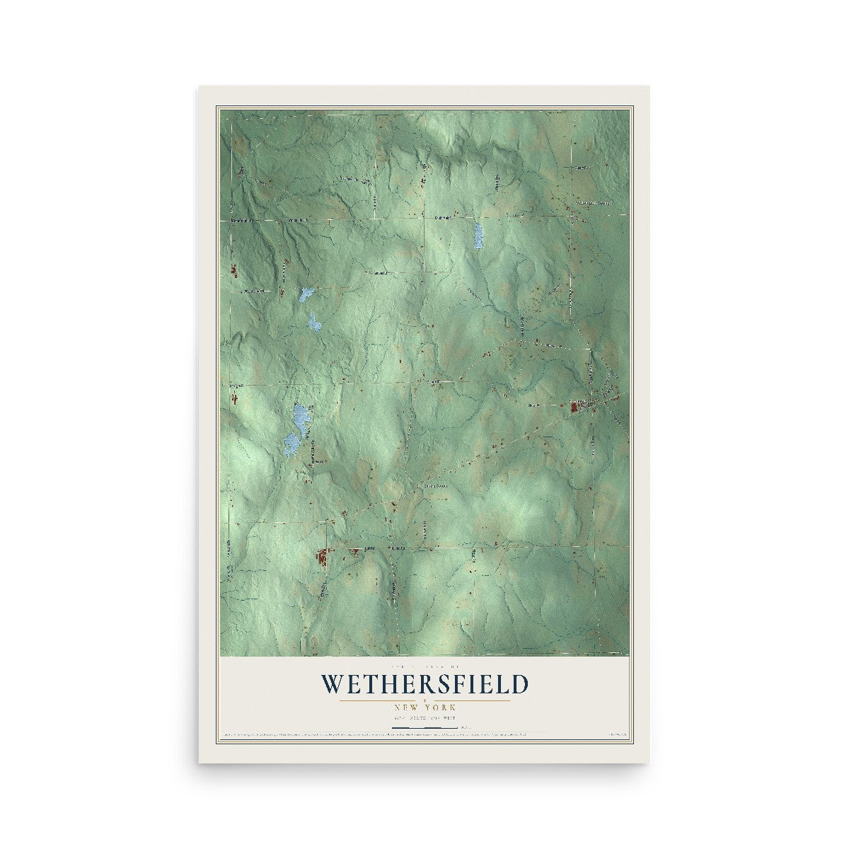 Wethersfield, New York map print, 12" x 18" Archival Matte Print mockup