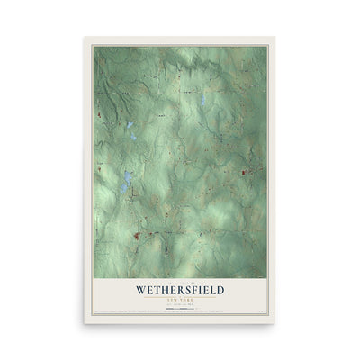 Wethersfield, New York map print, 12" x 18" Archival Matte Print mockup