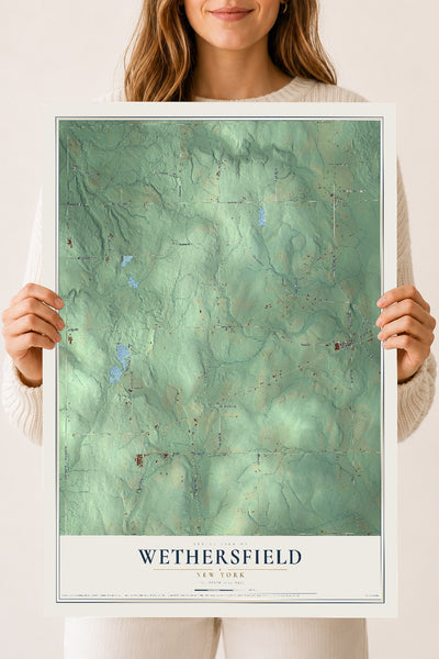Wethersfield, New York map print, 18" x 24" Archival Matte Print mockup