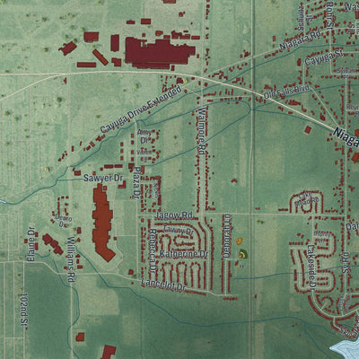 Close-up 1 of the Wheatfield, New York map artwork