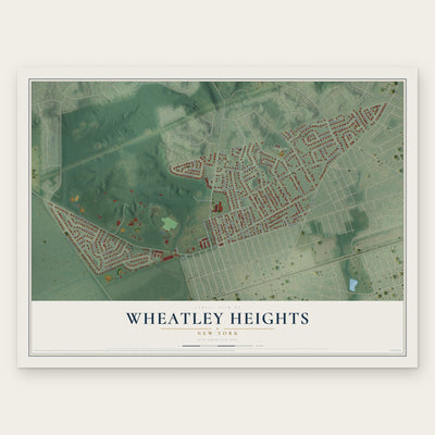 Wheatley Heights, New York map print, the full design