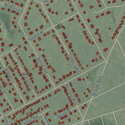 Close-up of the map of Wheatley Heights, New York print showing street and building detail