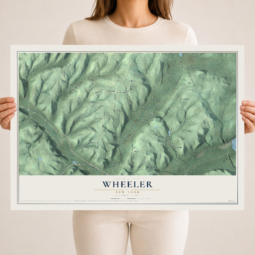Wheeler, New York map print, 18" x 24" Archival Matte Print mockup