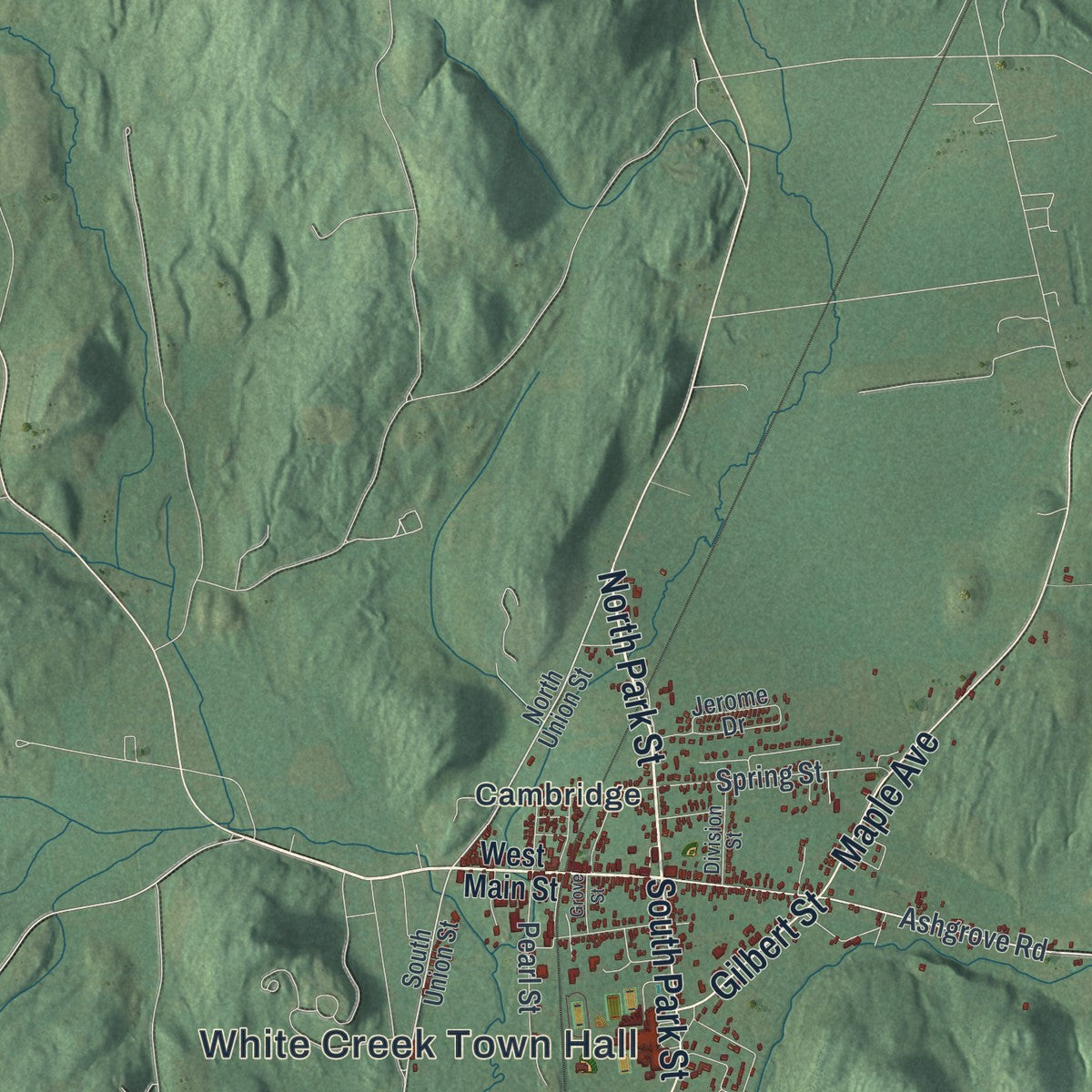 Close-up 1 of the White Creek, New York map artwork