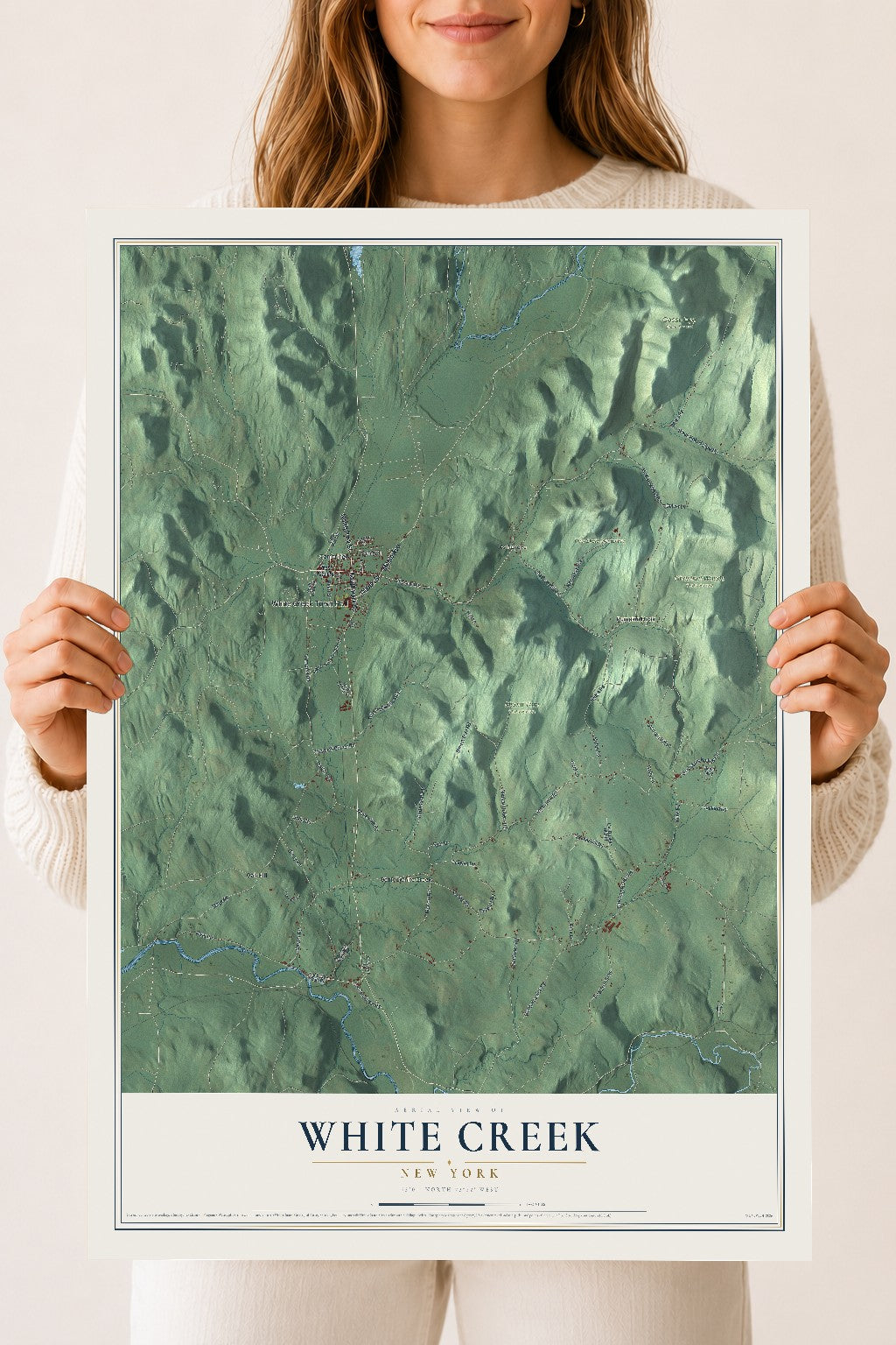White Creek, New York map print, 18" x 24" Archival Matte Print mockup