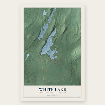 White Lake, Oneida County, New York map print, the full design
