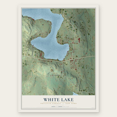 White Lake, New York map print, the full design